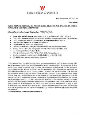 Thumbnail Unibail-Rodamco-Westfield Half-year Report 2020-h1