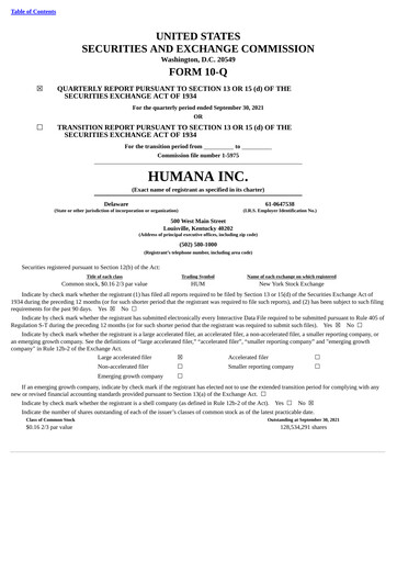 Thumbnail Humana Quarterly Report 2021-q3