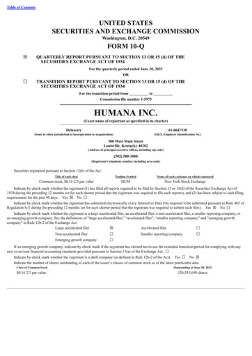 Thumbnail Humana Quarterly Report 2022-q2