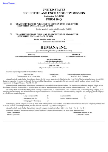Thumbnail Humana Quarterly Report 2022-q3