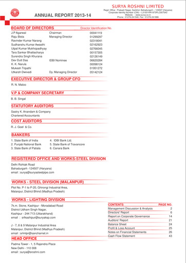 Vorschaubild Surya Roshni Jahresbericht 2013-2014