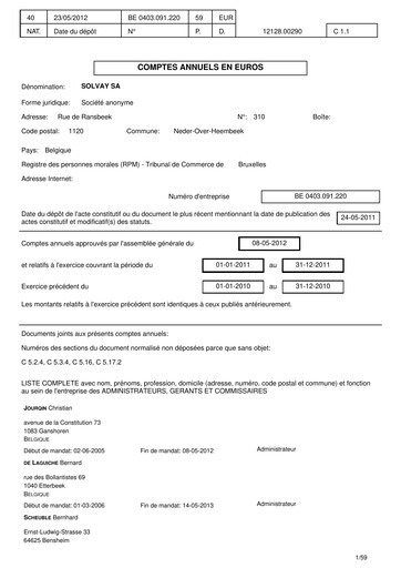 Vorschaubild Solvay Finanzmitteilung 2011