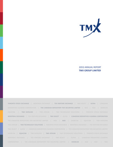 Thumbnail TMX Group
 Annual Report 2012
