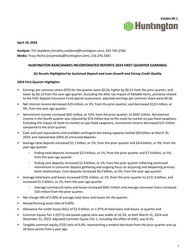 Thumbnail Huntington Bancshares
 Quarterly Report 2024-q1