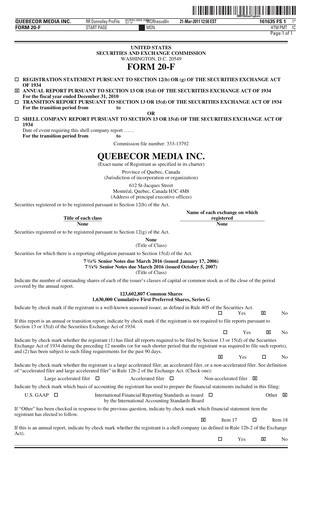 Thumbnail Quebecor Annual Report 2010