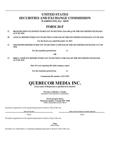 Thumbnail Quebecor Annual Report 2011