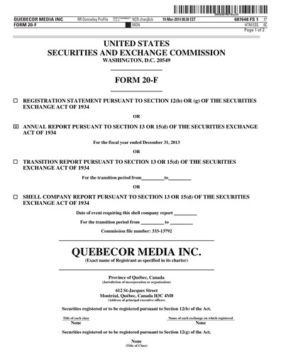 Thumbnail Quebecor Annual Report 2013