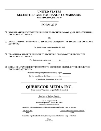 Thumbnail Quebecor Annual Report 2015