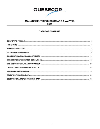 Thumbnail Quebecor Financial Report 2025