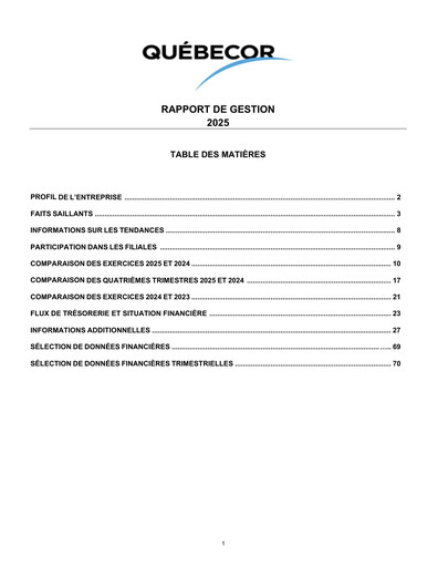 Thumbnail Quebecor Financial Report 2025