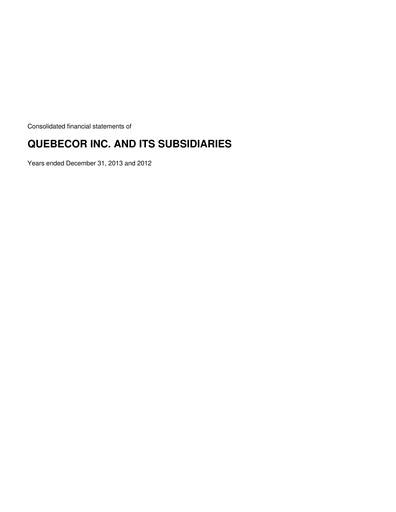 Thumbnail Quebecor Financial Statement 2013