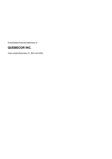 Thumbnail Quebecor Financial Statement 2021