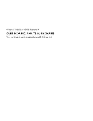 Thumbnail Quebecor Quarterly Report 2015-q2