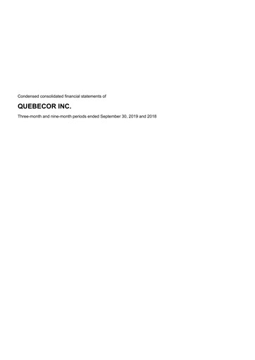 Thumbnail Quebecor Quarterly Report 2019-q3