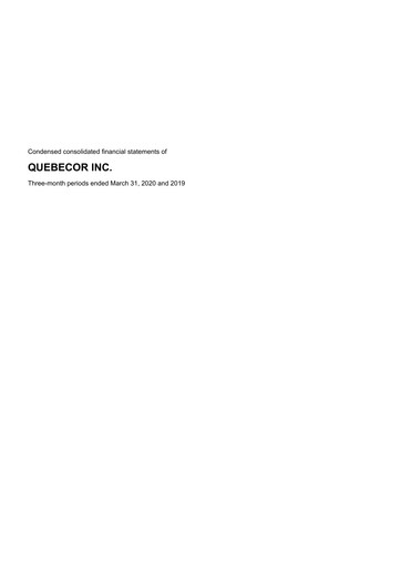 Thumbnail Quebecor Quarterly Report 2020-q1
