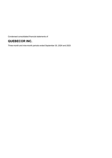 Thumbnail Quebecor Quarterly Report 2024-q3
