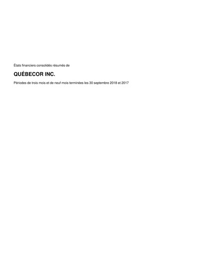 Thumbnail Quebecor Quarterly Report 2018-q3