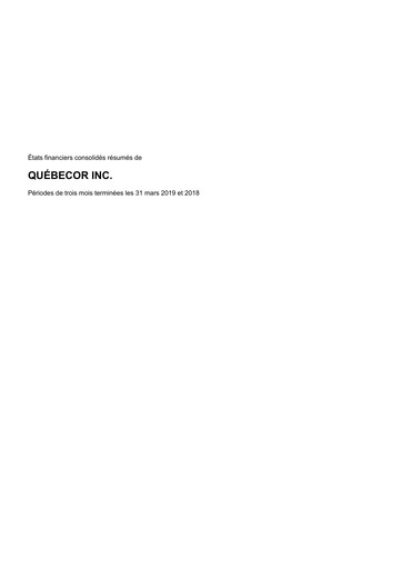 Thumbnail Quebecor Quarterly Report 2019-q1
