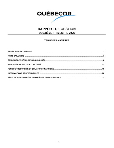 Thumbnail Quebecor Quarterly Report 2026-q2