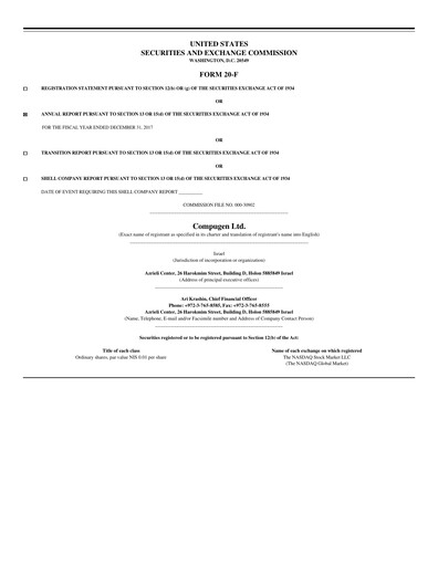 Thumbnail Compugen Annual Report 2017