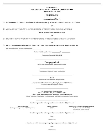 Thumbnail Compugen Annual Report 2021