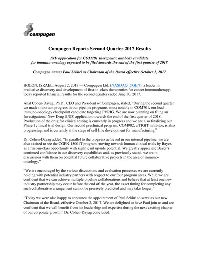 Thumbnail Compugen Quarterly Report 2017-q2