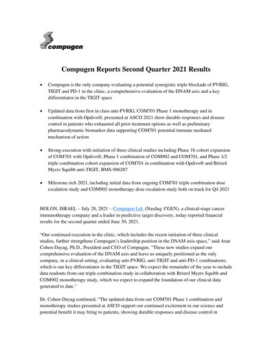 Thumbnail Compugen Quarterly Report 2021-q2