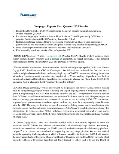 Thumbnail Compugen Quarterly Report 2025-q1