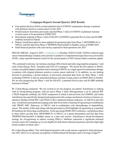 Thumbnail Compugen Quarterly Report 2025-q2