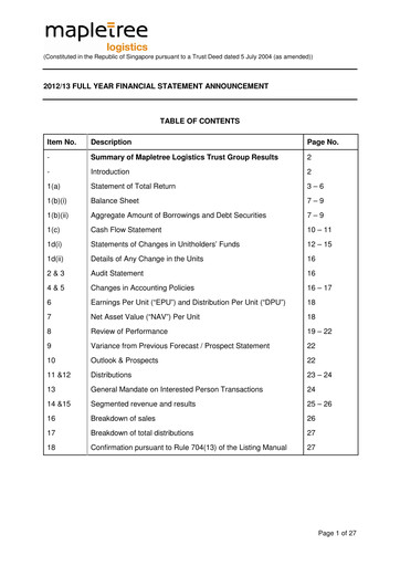 Thumbnail Mapletree Logistics Trust Financial Statement 2012-2013