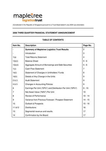 Thumbnail Mapletree Logistics Trust Quarterly Report 2006-q3