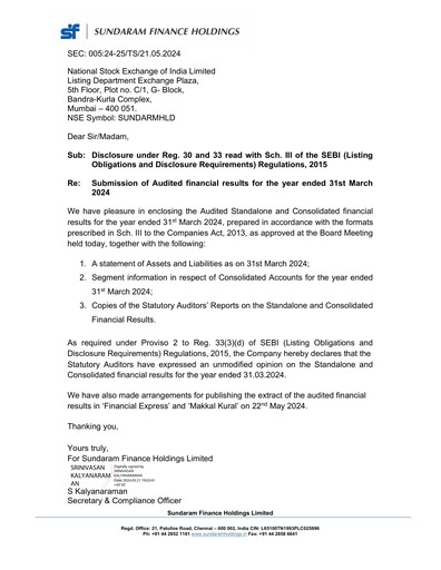 Thumbnail Sundaram Finance Financial Statement 2023-2024