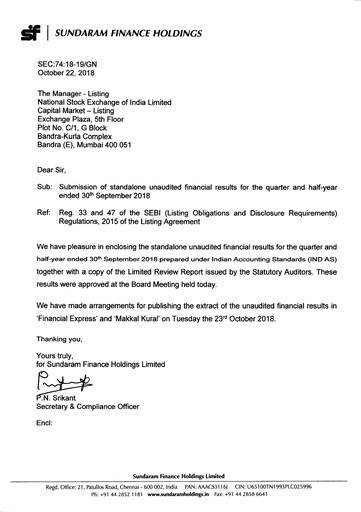 Thumbnail Sundaram Finance Quarterly Report 2018-q2