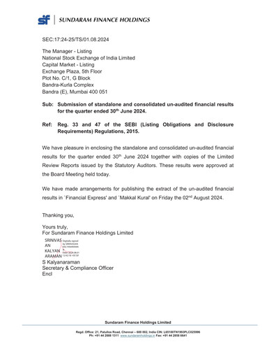 Thumbnail Sundaram Finance Quarterly Report 2024-q1