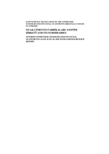 Thumbnail OYAK Çimento Financial Statement 2026-h1