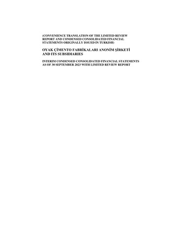 Miniature OYAK Çimento Bilan financier 2023-q3