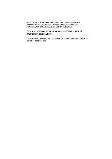 Miniature OYAK Çimento Bilan financier 2025-q1
