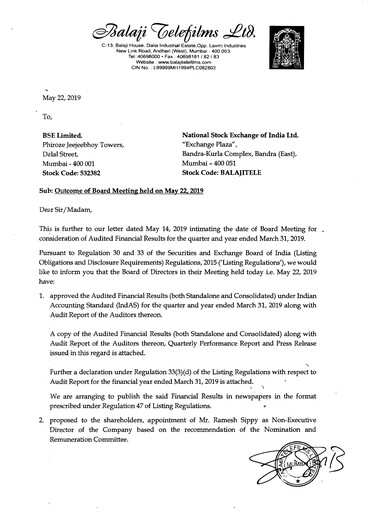 Thumbnail Balaji Telefilms
 Quarterly Report 2018-q4