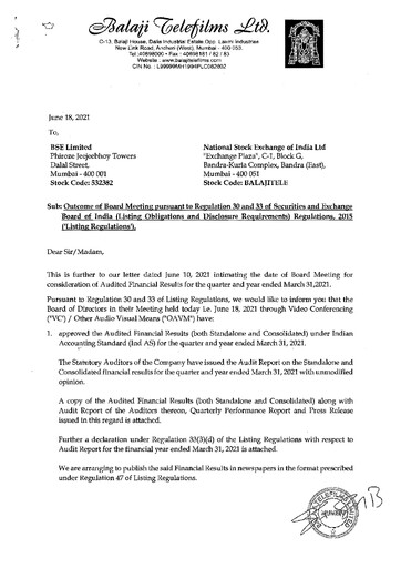 Thumbnail Balaji Telefilms
 Quarterly Report 2020-q4