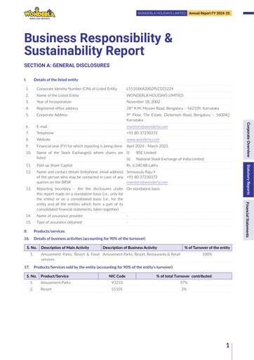 Thumbnail Wonderla Holidays ESG Report 2024-2025