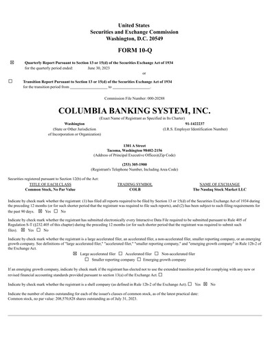 Thumbnail Columbia Banking System Quarterly Report 2023-q2