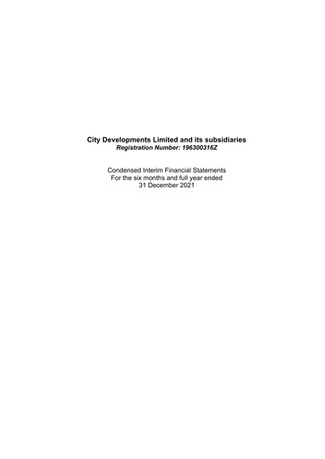 Thumbnail City Developments Financial Statement 2021