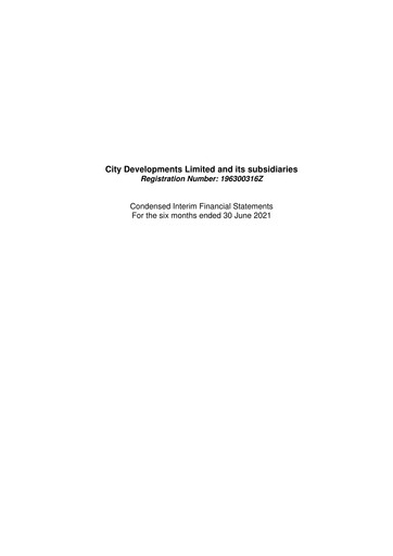 Thumbnail City Developments Half-year Report 2021-h1