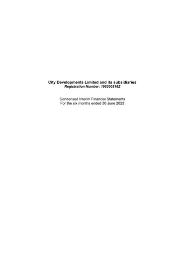 Thumbnail City Developments Half-year Report 2023-h1