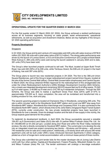 Thumbnail City Developments Quarterly Report 2024-q1