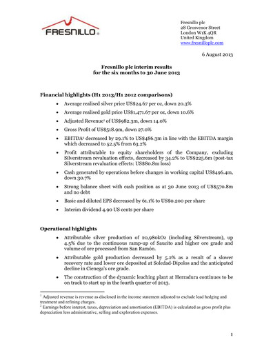 Vorschaubild Fresnillo Halbjahresbericht 2013-h1