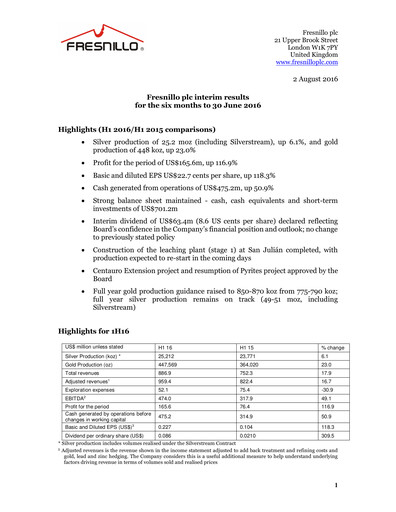 Vorschaubild Fresnillo Halbjahresbericht 2016-h1