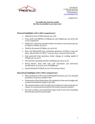 Vorschaubild Fresnillo Halbjahresbericht 2017-h1