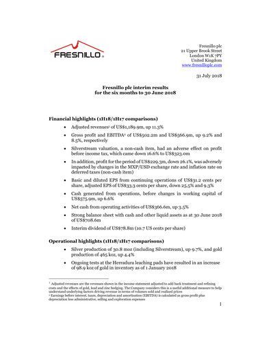 Vorschaubild Fresnillo Halbjahresbericht 2018-h1