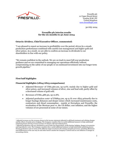 Vorschaubild Fresnillo Halbjahresbericht 2024-h1